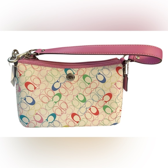 Vintage Coach Red and Pink Shoulder Bag with Signature Print - Picture 5 of 13